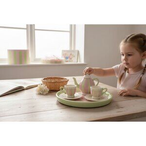 Vintage 2005 Southern Living at Home Margaux's Pink Green Ceramic Tea Set